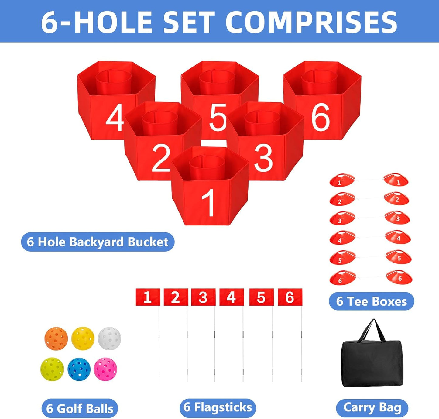 SJEhome Upgraded 6 Hole Backyard Game Golf