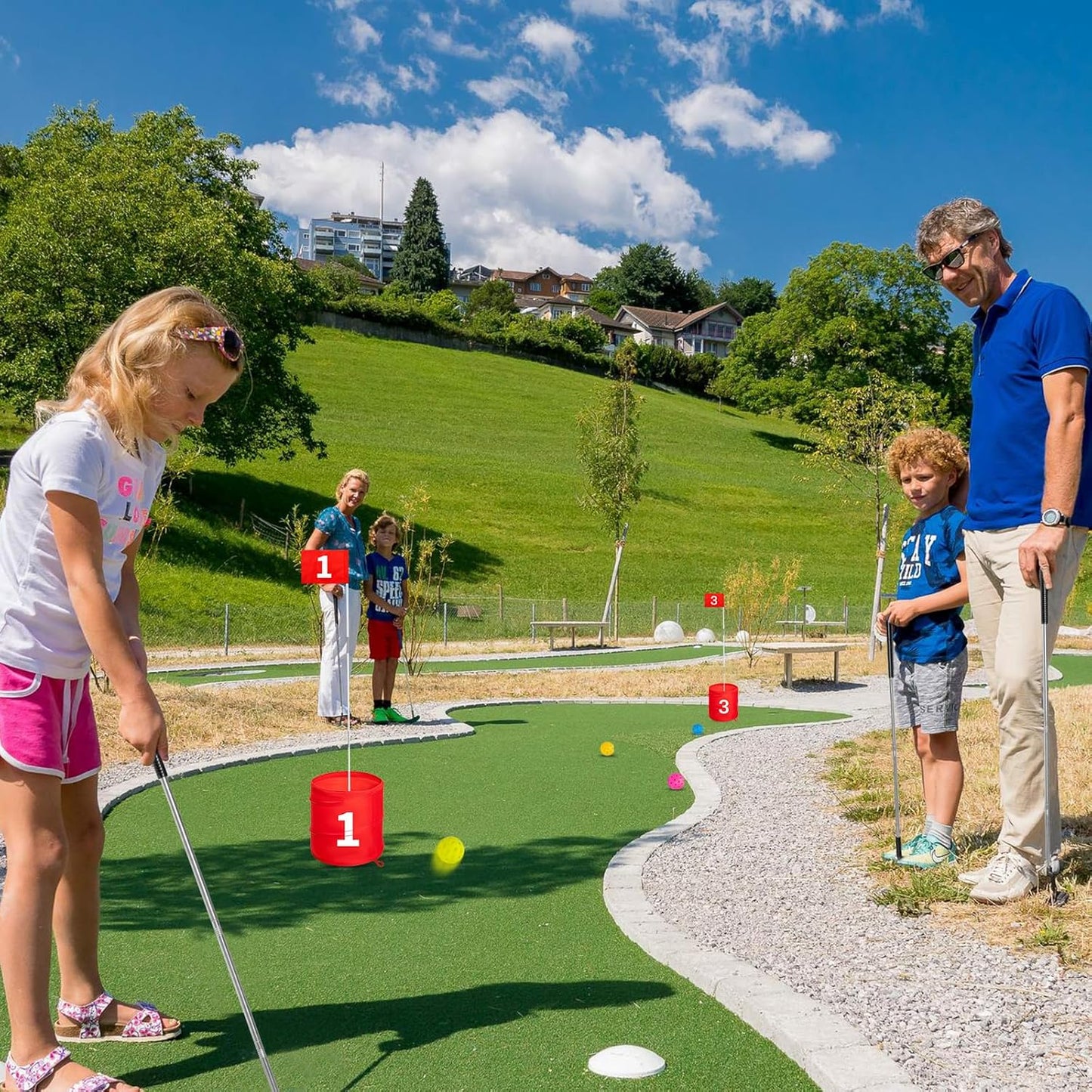 SJEhome Backyard Game Golf 2 Clubs and 5 Balls Suitable for 9/6/3