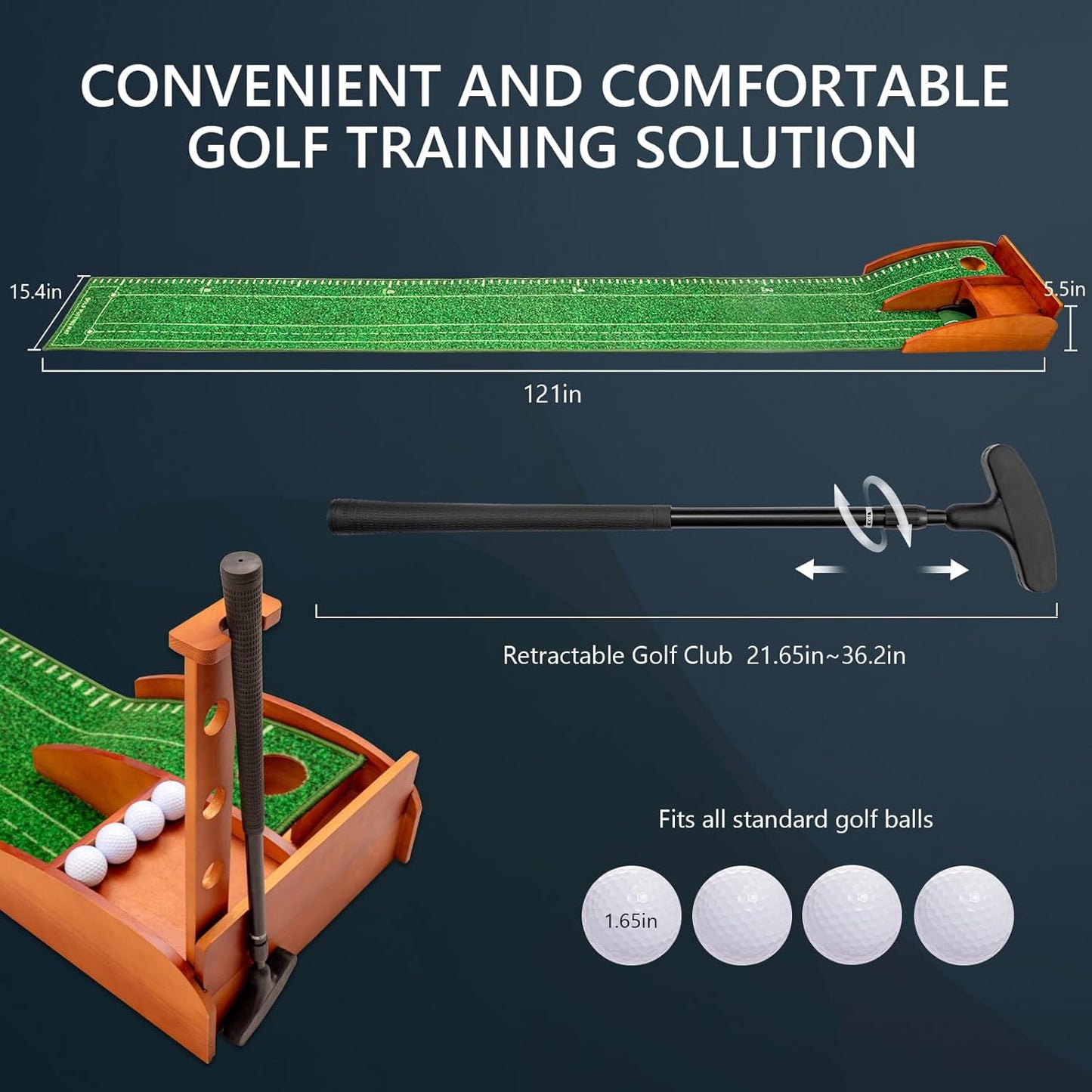 Golf Putting mat with Auto Ball Return