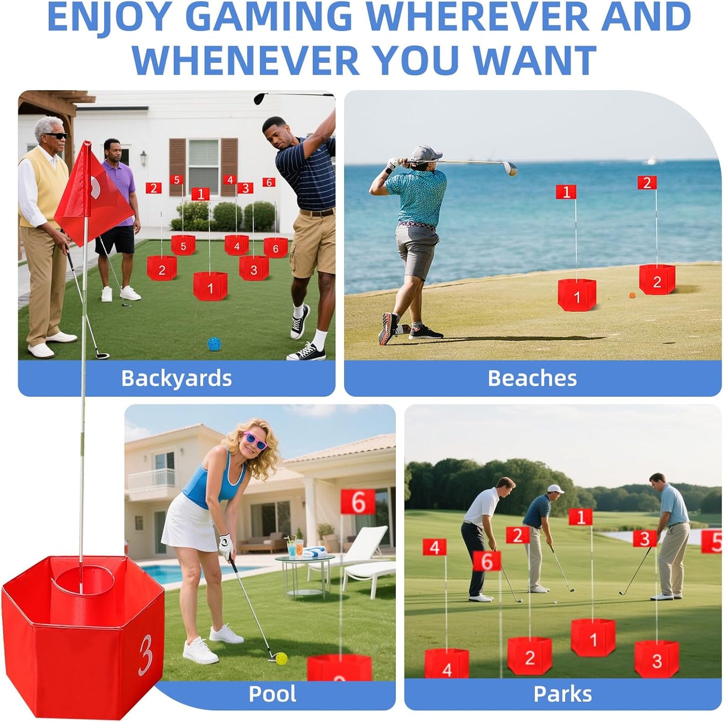 SJEhome Upgraded 6 Hole Backyard Game Golf