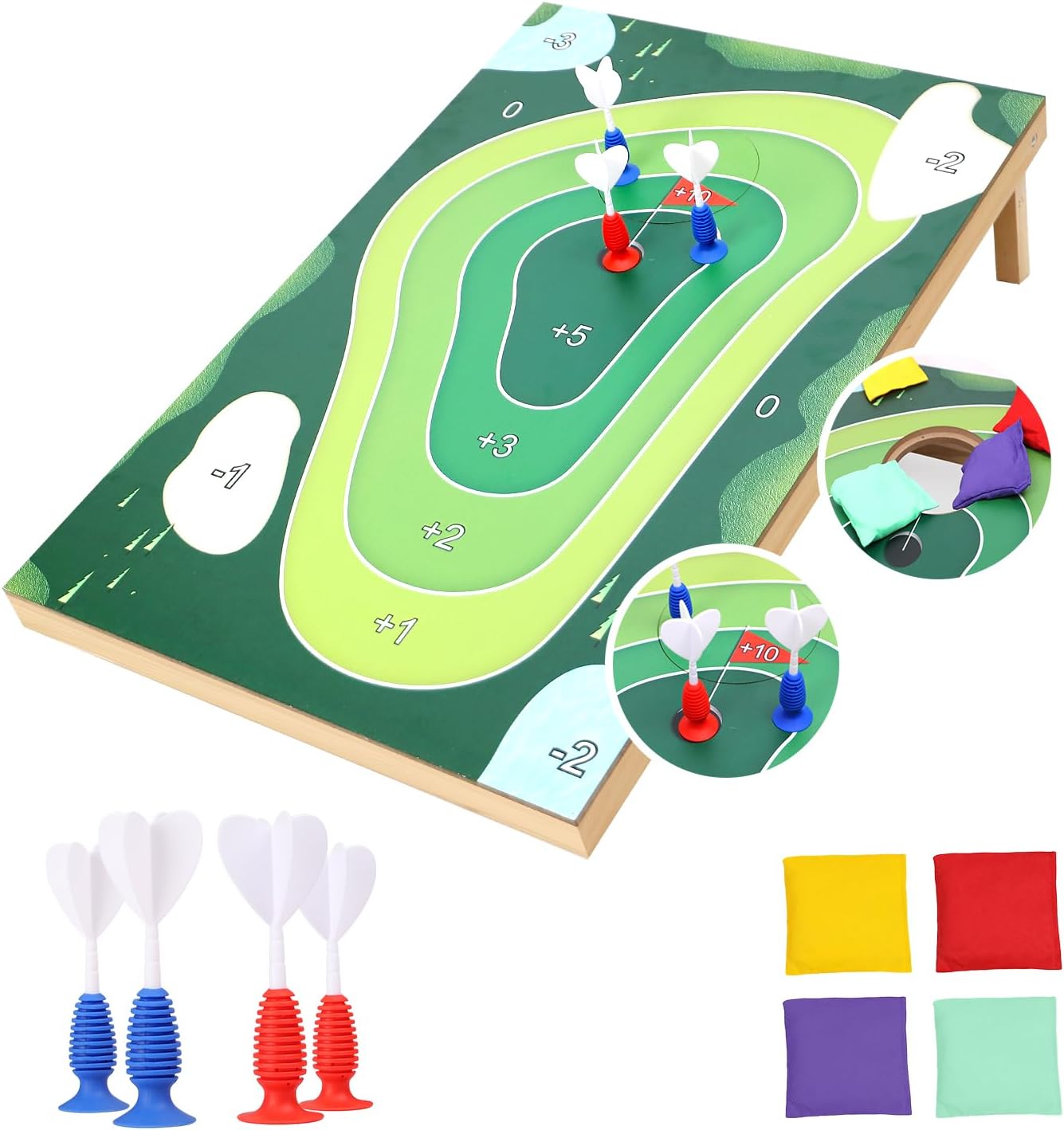 2-in-1 Cornhole Board Set & Dartboard Target Game