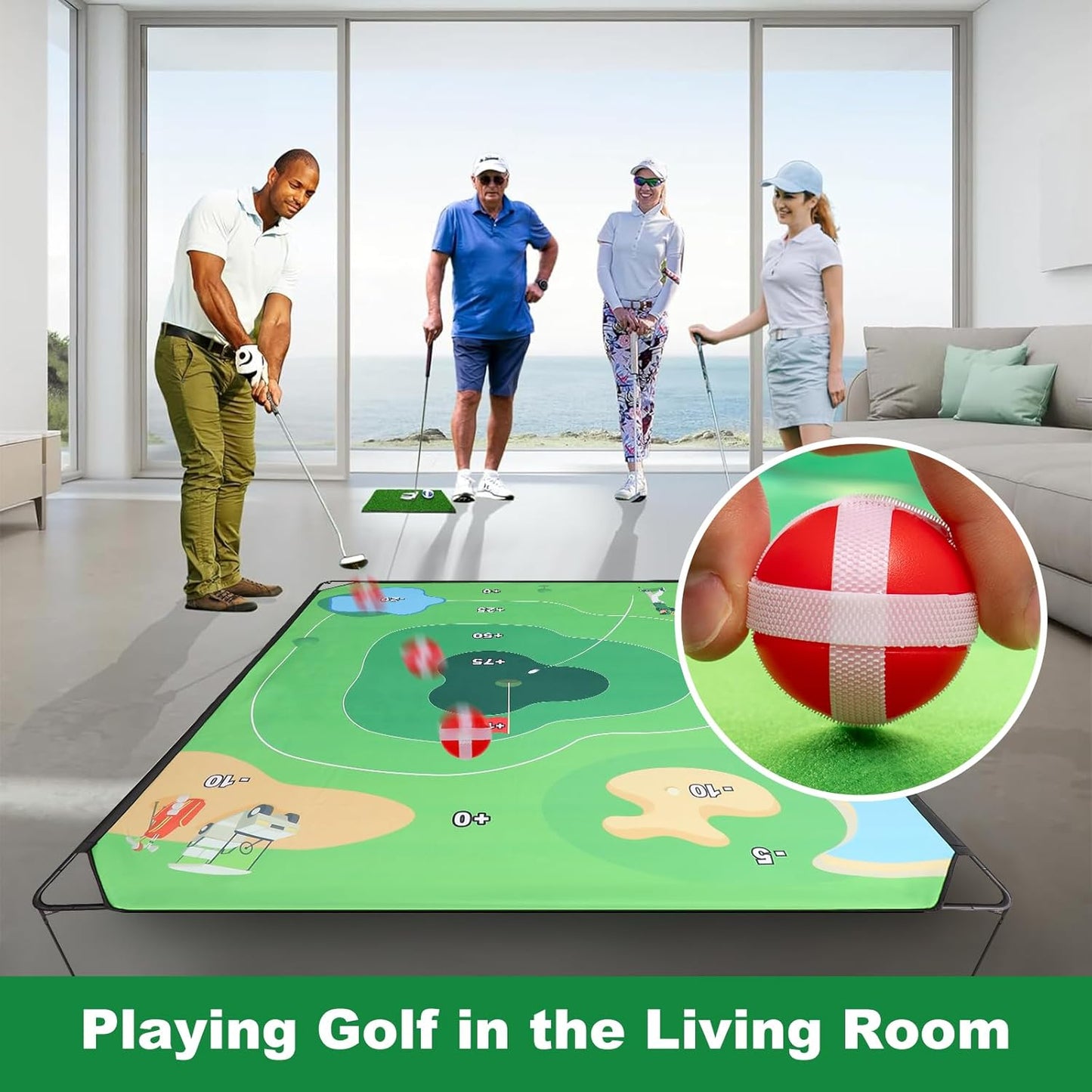 SJEhome Golf Chipping Game, 70"x70" Adults Indoor/Outdoor Family Yard Game