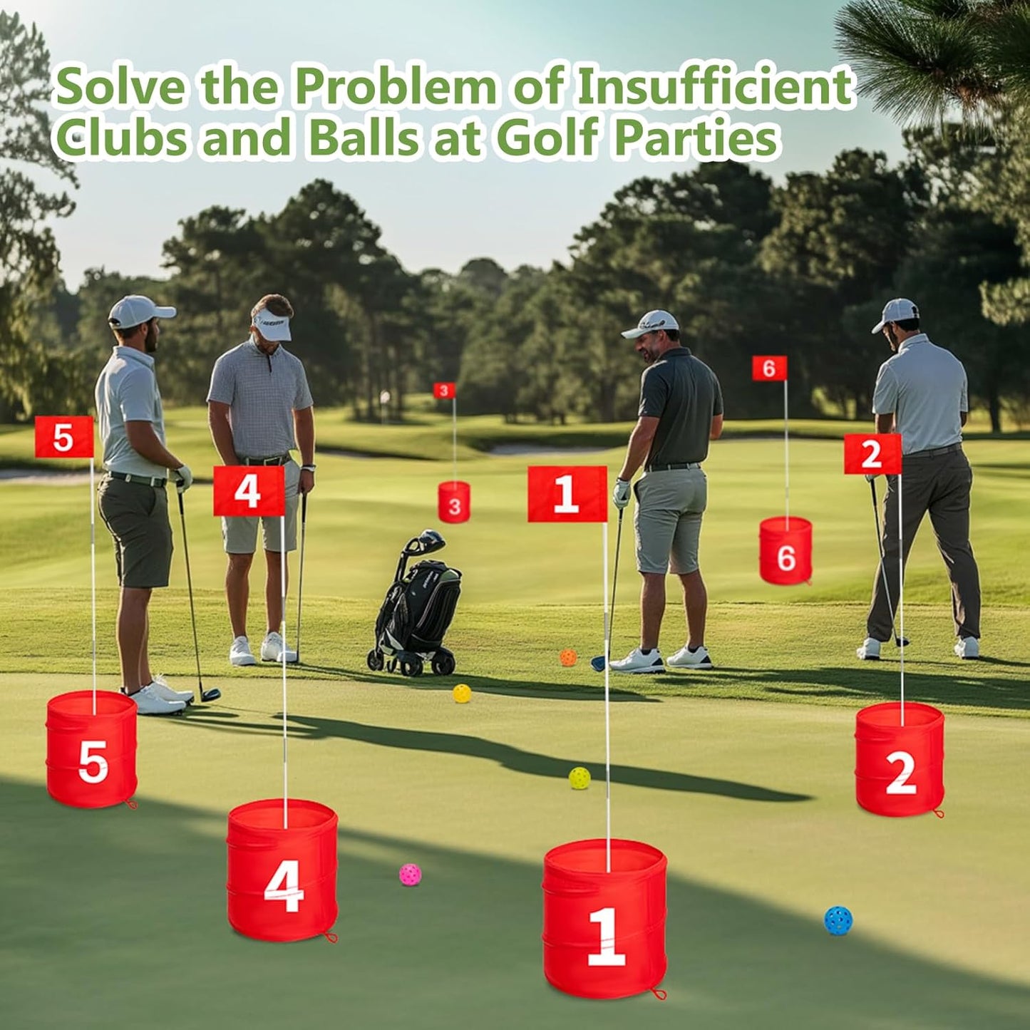 SJEhome Backyard Game Golf 2 Clubs and 5 Balls Suitable for 9/6/3