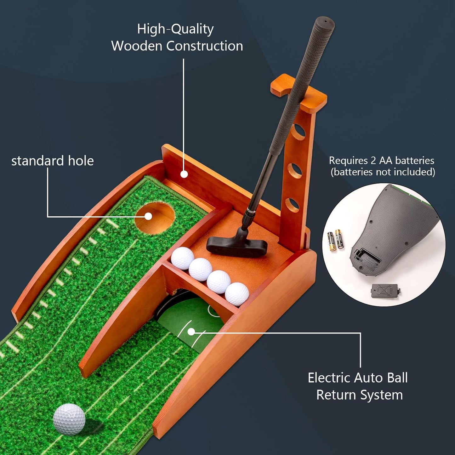 Golf Putting mat with Auto Ball Return