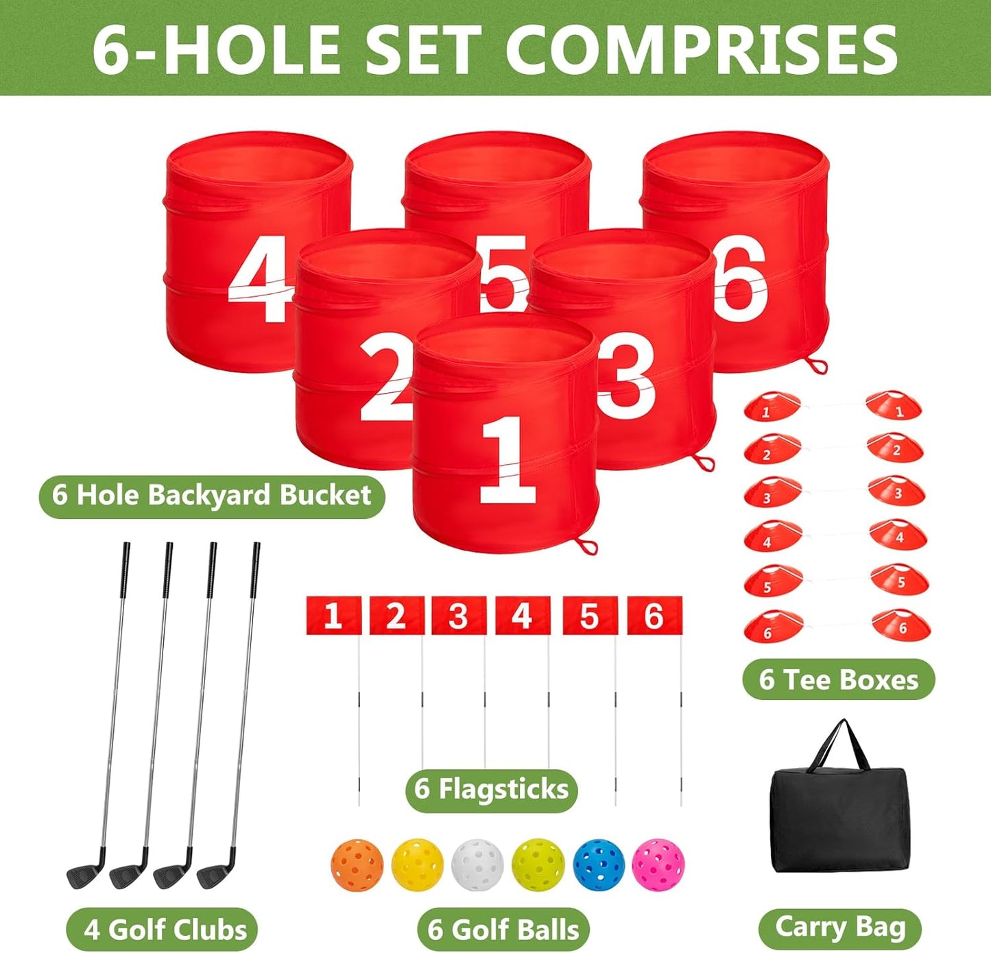 SJEhome 6 Hole Backyard Game Golf for Adults