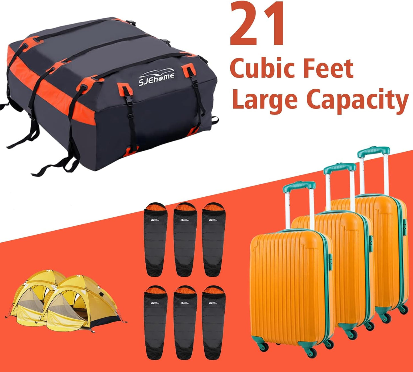 SJEhome 21 Cubic Feet Rooftop Cargo Carrier