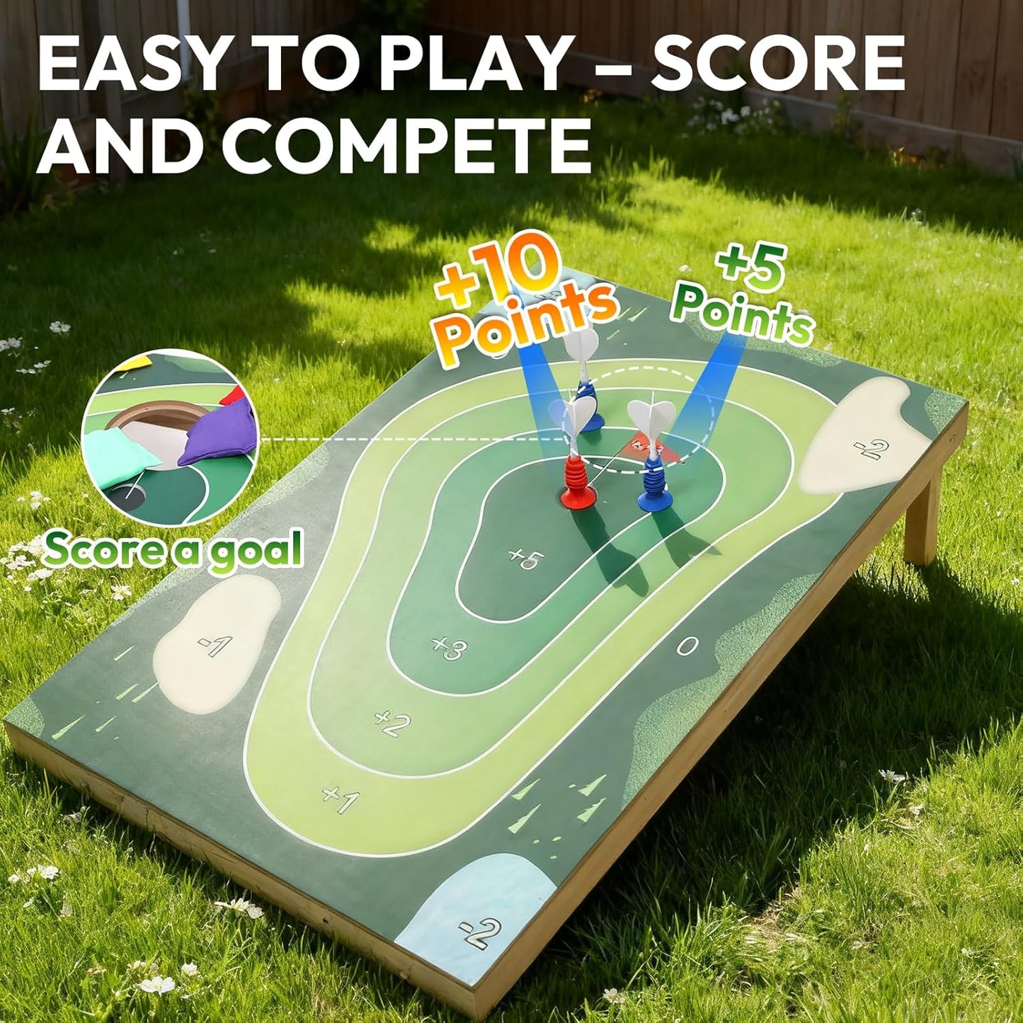 2-in-1 Cornhole Board Set & Dartboard Target Game