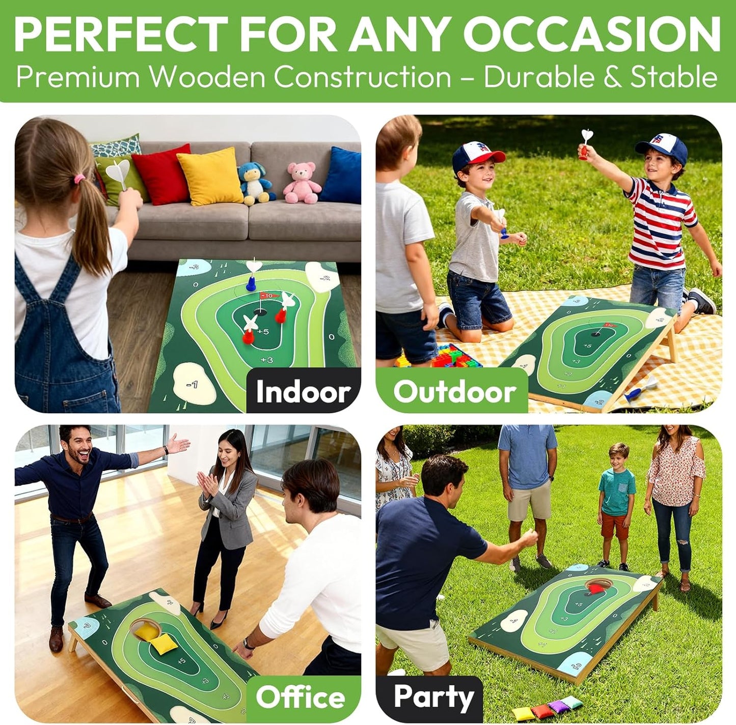 2-in-1 Cornhole Board Set & Dartboard Target Game