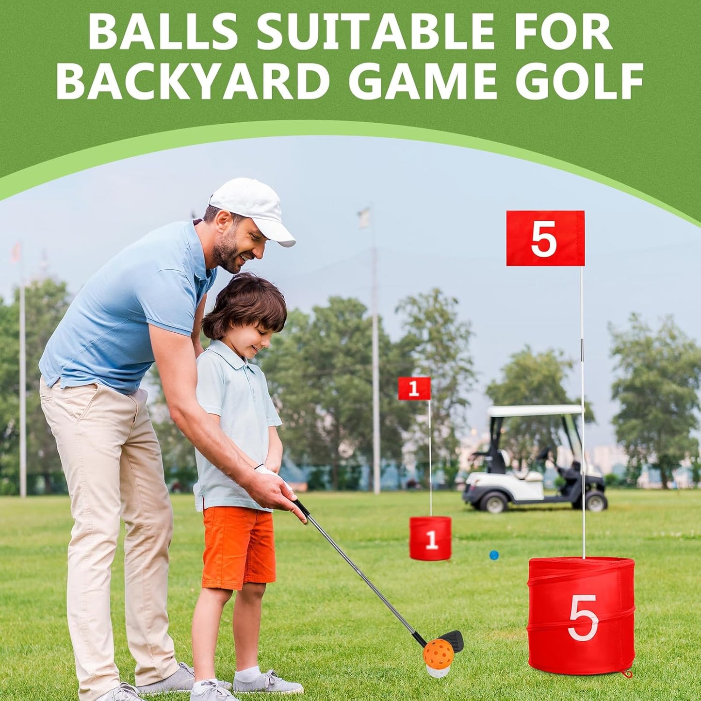 SJEhome Backyard Game Golf 2 Clubs and 5 Balls Suitable for 9/6/3