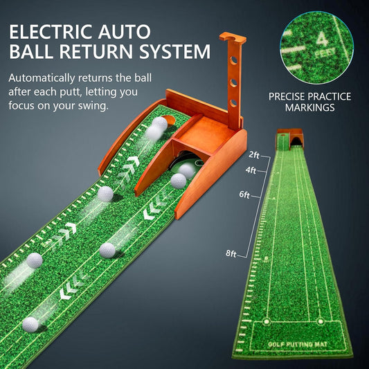 Golf Putting mat with Auto Ball Return