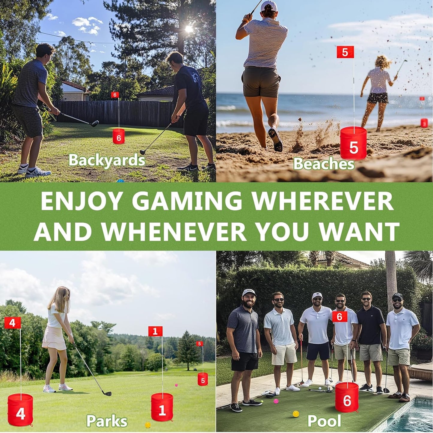 SJEhome 6 Hole Backyard Game Golf for Adults